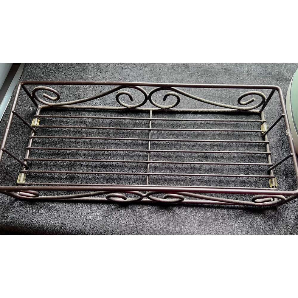 Ornate Scroll Metal Wire Rectangle Basket in Bronze Color 14x6x5"